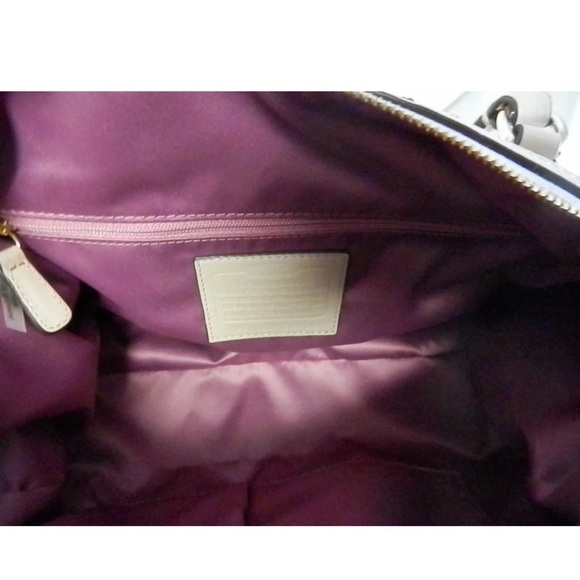 Coach Champagne Leather Gold Sequined Poppy Signature East West Satchel PERFECT! - Picture 3 of 4